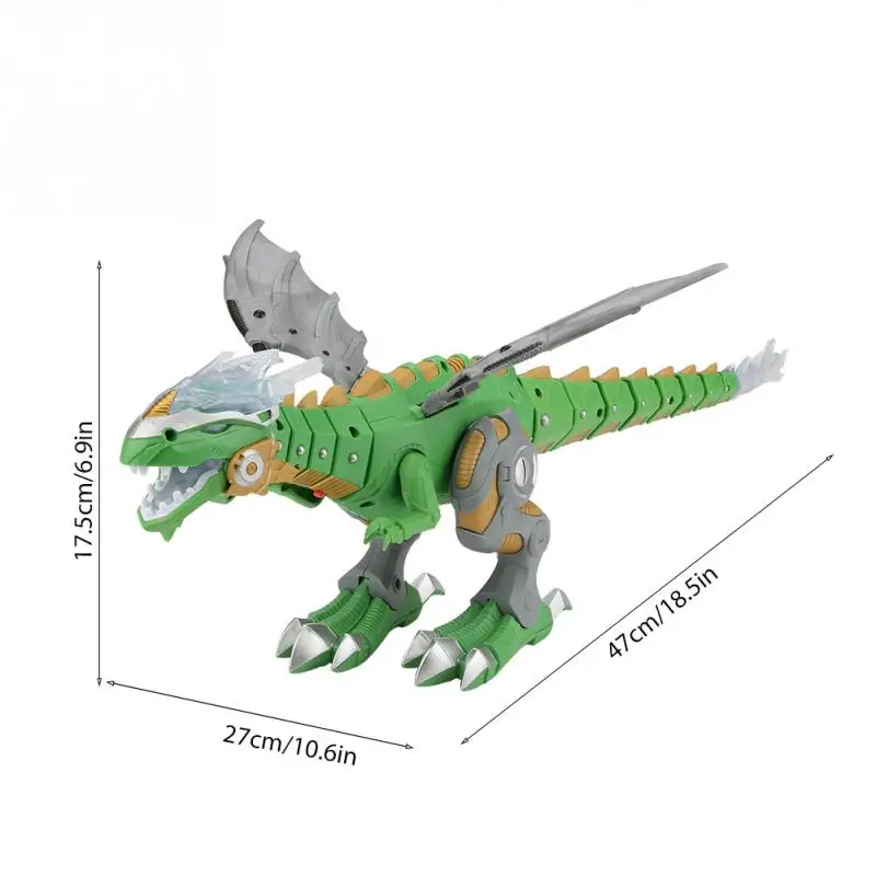 Детский Электрический динозавр модель робота игрушка Роар звук моделирование динозавр со светом ходьба спрей качели функция игрушка для мальчиков - Цвет: Зеленый