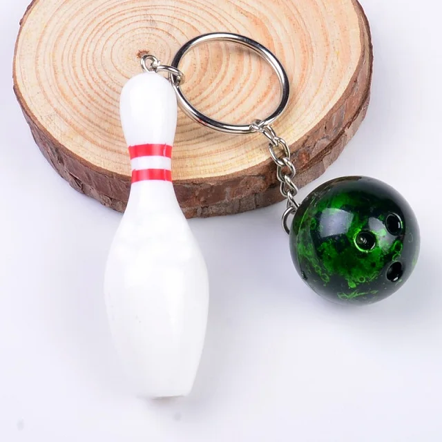 

new arrival colorful plastic bowling pin & ball set keychain