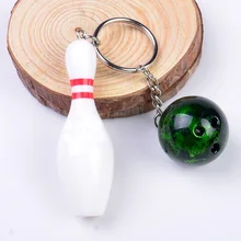 new arrival colorful plastic font b bowling b font pin ball set keychain