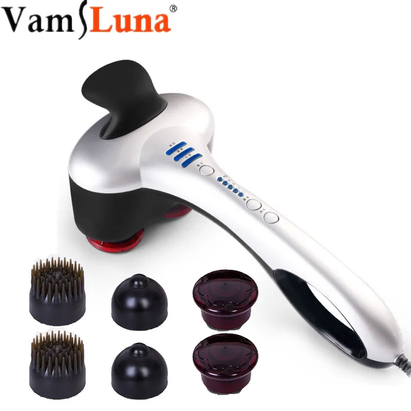 Подогрев ручной перкуссионный инфракрасный 3 узора 4 шестерни 2 массажные головки полярная регулировка скорости ролик Электрический Дельфин-массажер