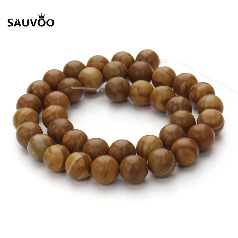 

SAUVOO 1Strand 6mm 8mm 10mm 12mm Round Wooden Stone Beads Craft Wood Beads for DIY Necklaces Bracelets Jewelry Making Materials