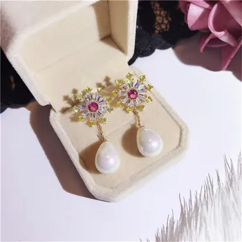 

925 Silver Needles Drop Earrings For Women Simple Freshwater Pearls Water Drop Earring Luxury Temperament Fine Jewelry