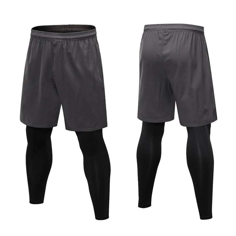 Горячая распродажа мужские спортивные шорты 2 в 1 тренировочные обтягивающие штаны для тренировок, тренажерного зала, верховой езды 19ing