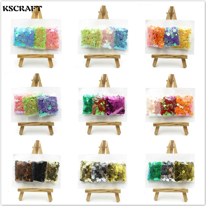 

KSCRAFT 1200pcs/lot 6mm mixed colorful sequins PVC Flat for DIY Card Making Craft Color Collection