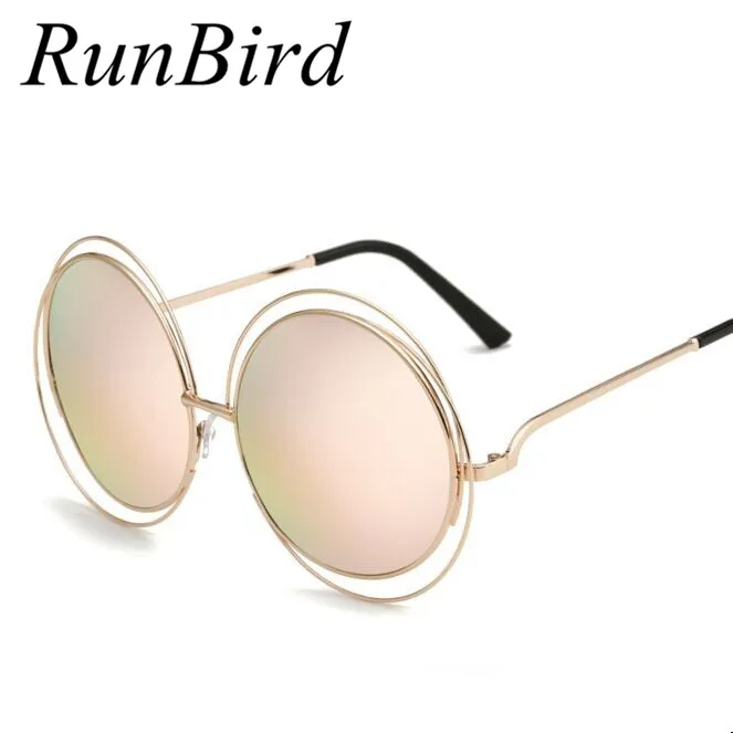 Женские солнцезащитные очки в металлической круглой оправе большие брендовые