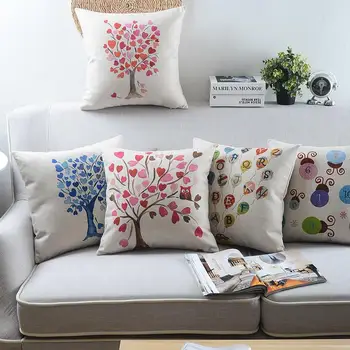

Fresh Love colorful Tree pillow cute owl cushion Linen pillow sofa cushions home decorative Pillows