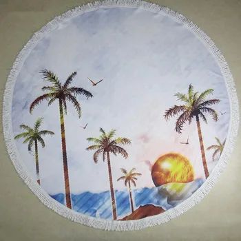 

340g 150cm Reactive Printing Large Round Beach Towels Diameter with Tassels Sunbath Beach Towels Lady Toallas Washcloth