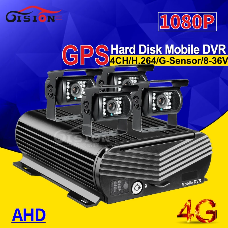  4G Lte GPS posicionamiento 4 canales Disco Duro HDD coche móvil Dvr tiempo trasero + 4x20 MP kit de