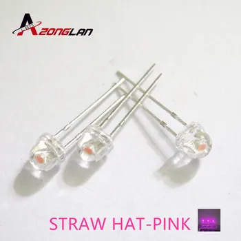 

20PCS Water Clear LED Diode Pink Light 5mm Straw Hat Wide Angle 5 mm Transparent Lamp Light-Emitting Diode Through Hole Bulb