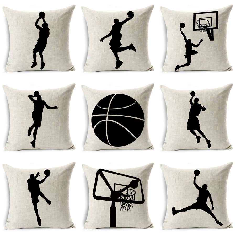 Smiry Basketball Action Series Cushion Cover 43*43cm Linen Cotton Soft Touching Handsome Man Pillow Case For Sofa Chair Sleeping | Дом и сад