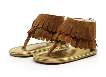 

New 5 sizes Hard Sole Summer New T style PU Suede Leather Double Tassel baby moccasins Anti-slip Baby infant Baby sandals