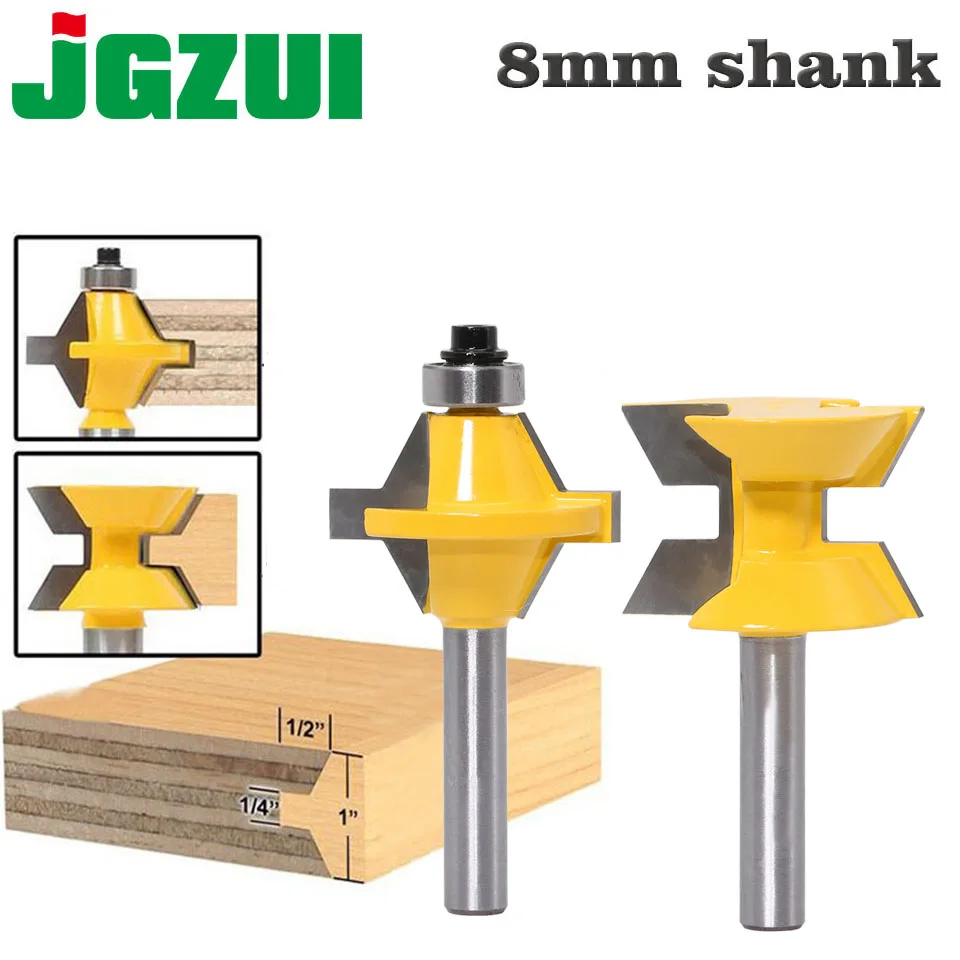 

2Pcs 8mm" Shank Router Bit Set 120 Degree Woodworking Groove Chisel Cutter Tool