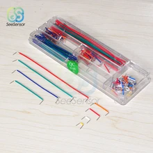 140Pcs/lot Solderless Breadboard Jumper Cable 22 AWG Solid Wires Kit with Box for Arduino breadboard jumper wires for arduino works with official arduino boards 8 20cm 68 cable pack