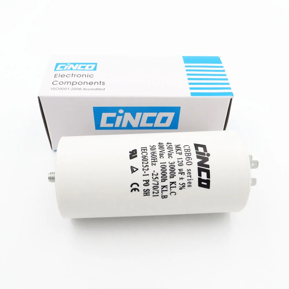 

CBB60 Motor Run Capacitor 120UF 400V 450V wire SH DB Polypropylene Film Ac 450VAC Water Pump electrical engine 120mfd 120mf