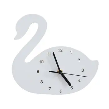 

3 Colors Nordic Style Wooden Clock Girls Bedroom Children's Room Swan Mute Clock Wooden Wall Decoration Home Ornaments