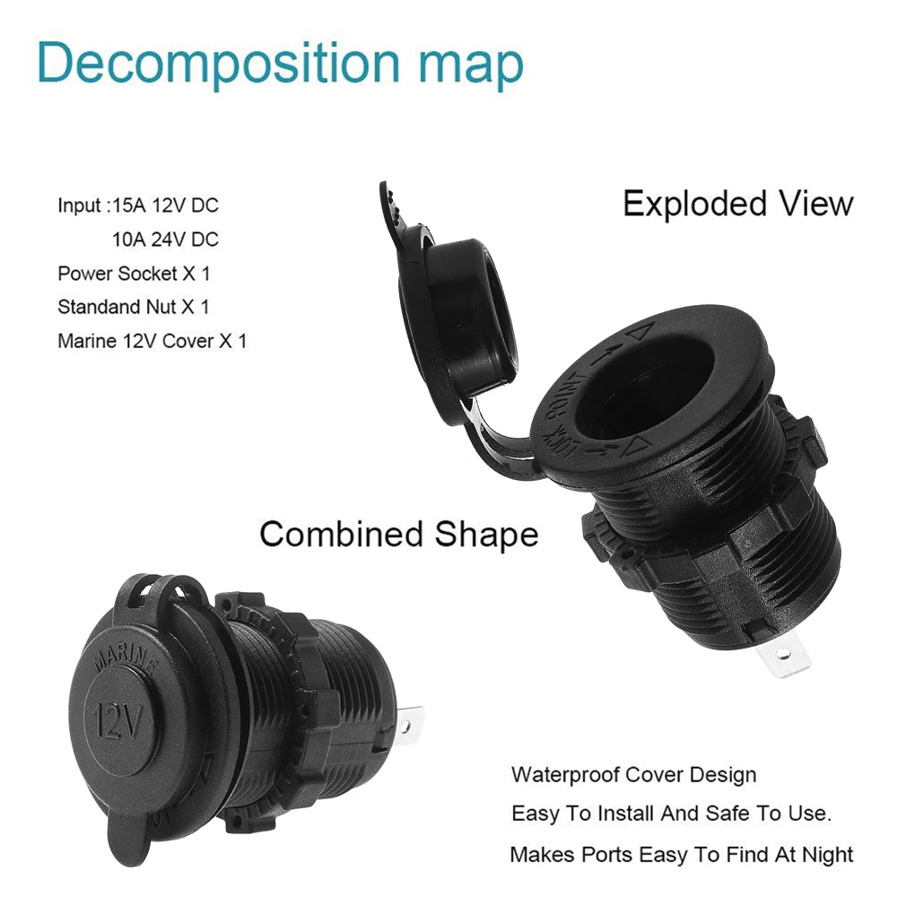 12 V 120 W мотоцикл автомобиль для лодки, для трактора зарядное устройство аксессуар водонепроницаемый прикуриватель розетка