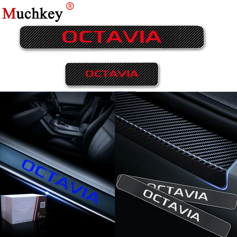 

Car Door Sill Scuff Plate For Skoda Octavia A5 A7 2007-2014 Door Threshold Plate 4D Carbon Fiber Vinyl Sticker Car-Styling 4Pcs
