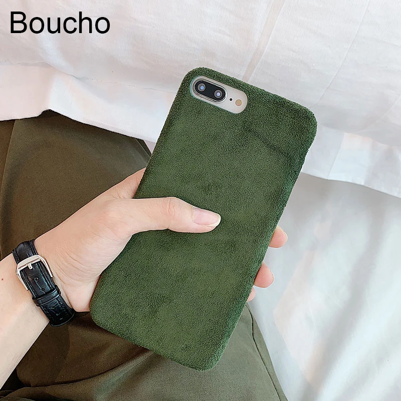 Силиконовые чехлы Boucho из ТПУ для iPhone 8 plus X XS MAX XR мягкий чехол с тканевым