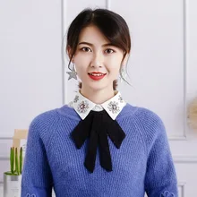 Женская осенне-зимняя половина накладной воротник от рубашки шифон Питер Пэн съемный ложный воротник колье со стразами куртка с лацканами Топы