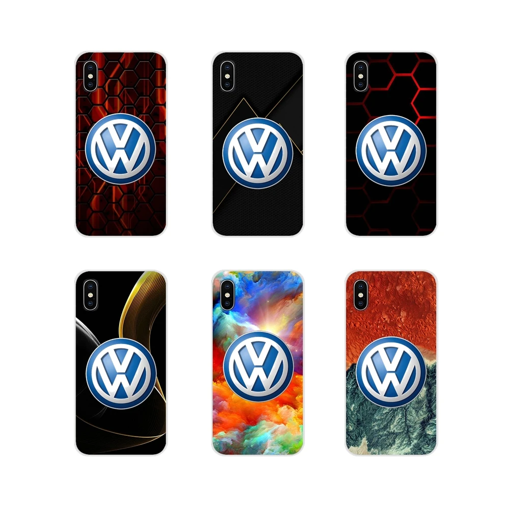 

For Samsung Galaxy S4 S5 MINI S6 S7 edge S8 S9 S10 Plus Note 3 4 5 8 9 TPU Transparent Case Retro Volkswagen VW LOGO Car Rainbow