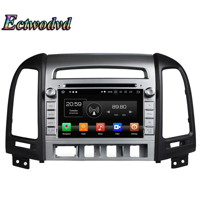 Discount Ectwodvd Octa Core 4G RAM 64G ROM Android 9.0 Car Multimedia DVD Player GPS HeadUnit for Hyundai SANTA FE 2012 2013- 2
