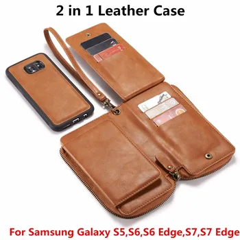 

Wallet Cases For Samsung Galaxy S5,S6,S6 Edge,S7,S7 Edge Wallet Leather Case 2 in 1 Adsorption With Card Pocket
