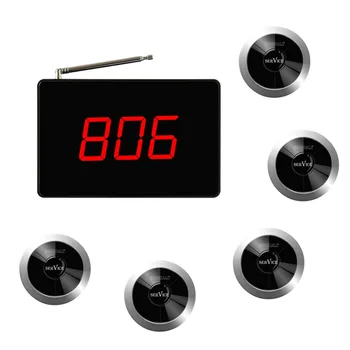 

SINGCALL Wireless Call Button Bell Alert Notifier Beeper, Small Receiver Big Screen, Pack of 5 Pagers and 1 Receiver