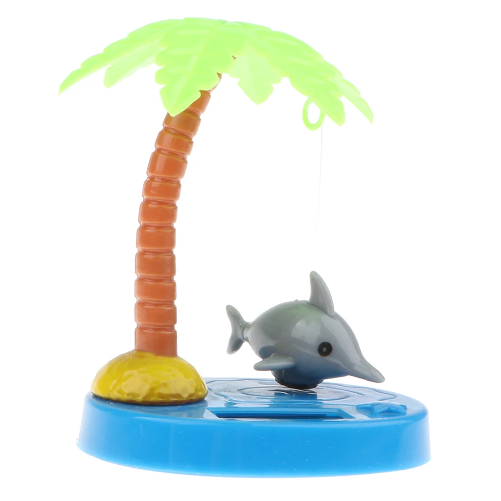 Solar Powered Dancing Fish with Coconut Palm   Toy Kids Birthday Gift Car Dashboard Ornament