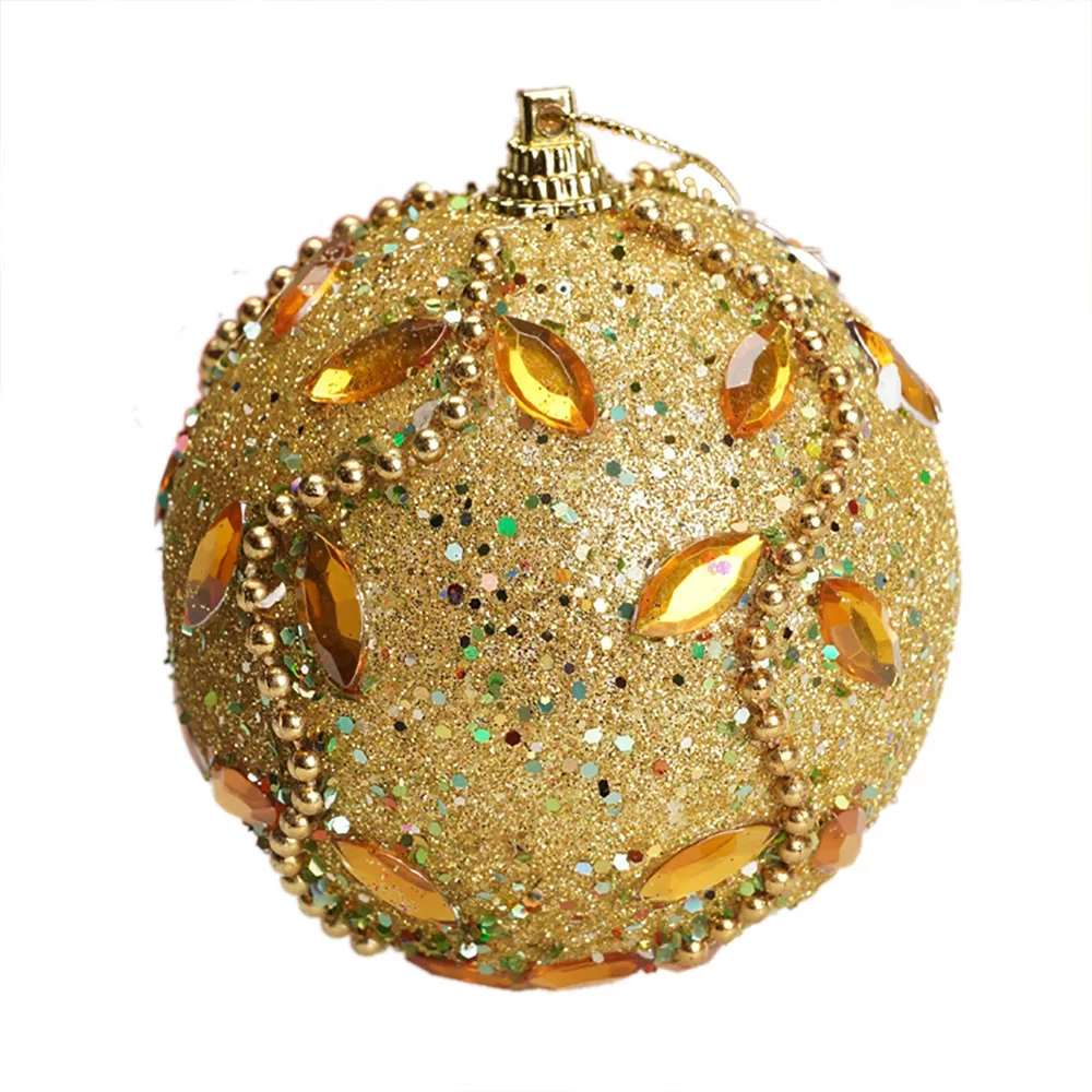 Рождественские шары рождественские блестящие шары со стразами орнамент с рождественской елкой украшение 8 см елочные украшения Navidad - Цвет: Gold