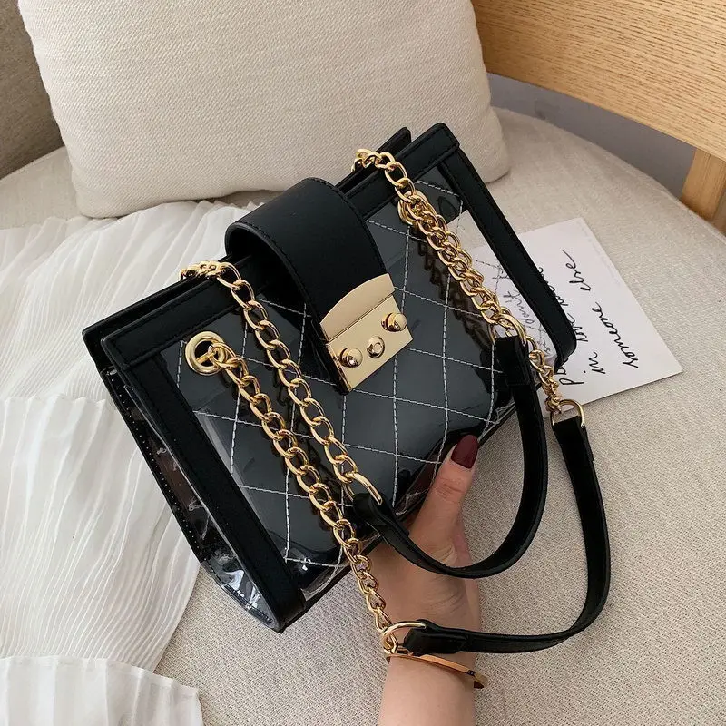 

Summer Transparent Jelly Composite Tote Bag For Women 2019 Quality PVC Luxury Handbag Designer Ladies Beach Clear Shoulder Bag