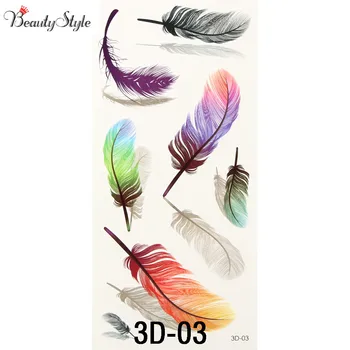 

10PC Inspire Colorful 3D On Body Art Chest Shoulder Finger Stickers Glitter Temporary Tattoos Removal Fake Small Feathers Wings