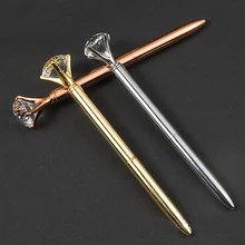 Шариковая ручка большой драгоценный камень металлическая шариковая ручка с большими алмазными шариковыми ручками офисный и школьный стационарный, 1,0 мм картридж запасной черный