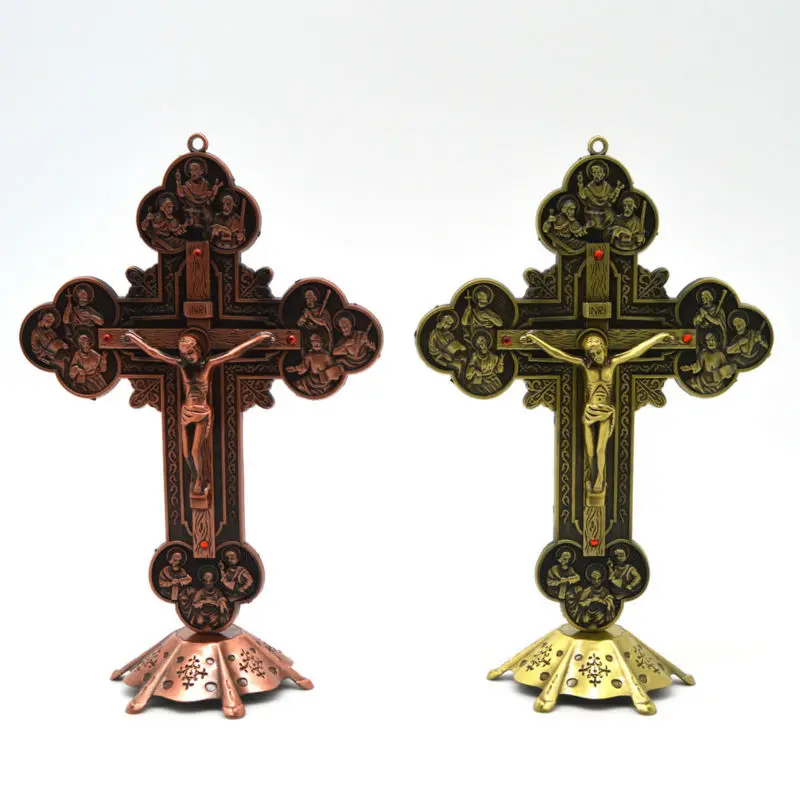 

Fashion big size catholic crucifix with many holy catholic figures 2 colors