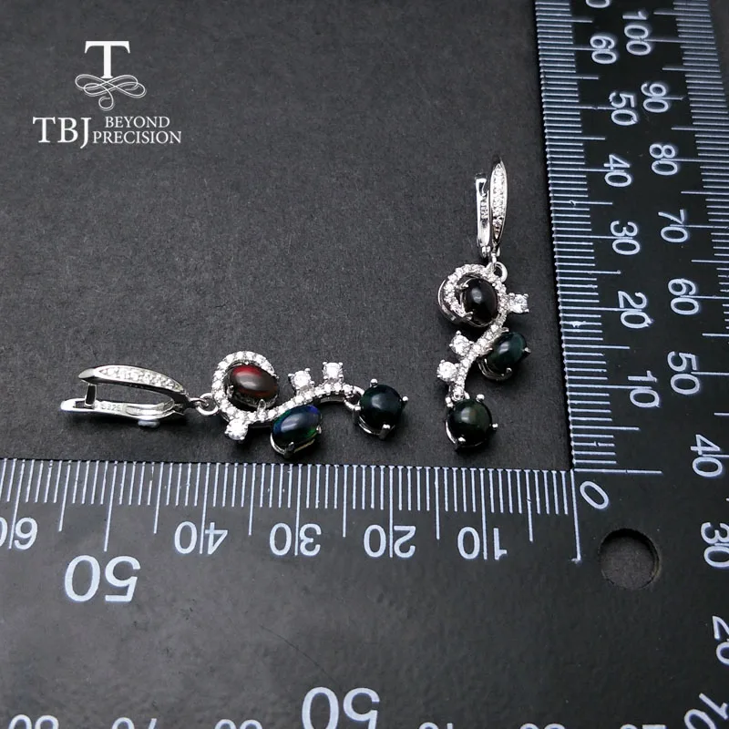 Женские серьги с овальными опалами TBJ ювелирные украшения природными черными