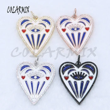 

Mix color Heart shape pendant pave zircon charms magic eyes pendant for jewelry making Gift for lady High quality charms5072