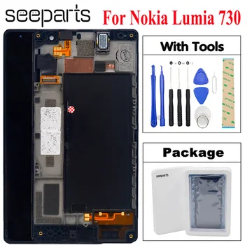 

100% Tested For Nokia Lumia 730 735 LCD Display Touch Screen Digitizer Assembly with Frame For lumia 730 lcd without frame