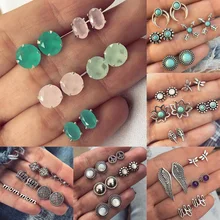 5 стилей, богемные звезды, сердце, крестообразные маленькие гвоздики, Комплект сережек для женщин, имитация Ретро ювелирные изделия из старинных серег Brincos