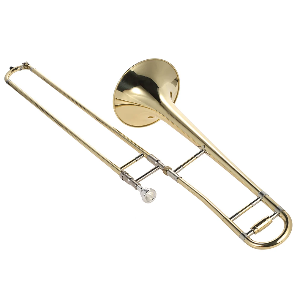 Silver Trumpet Alto Trombone Brass Bb Tone B Flat Wind Instrument with Cupronickel Mouthpiece and Gloves