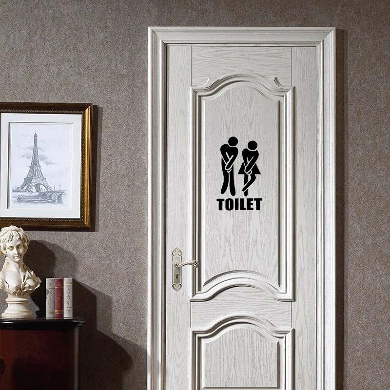 

High Quality Wall Stickers Removable Cute Man Woman Washroom Door Toilet WC Sticker Family DIY Decor 16*11cm Home Wallpaper