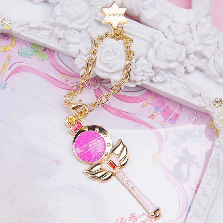 Аниме Sailor Moon Tsukino Usagi розовый макияж брелок кольцо для ключей женщин девушек