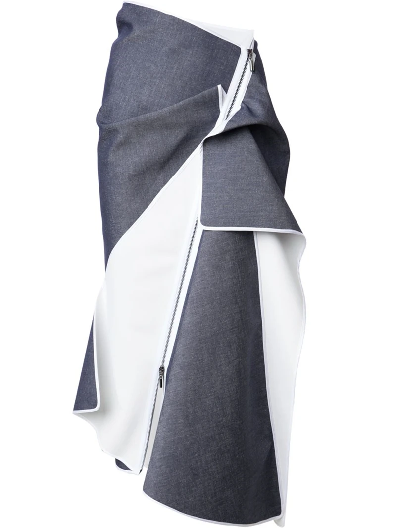 AEL Высокая талия Лоскутная джинсовая юбка с оборками Женская длинная Saia Миди летняя подиумная женская одежда Jupe Longue