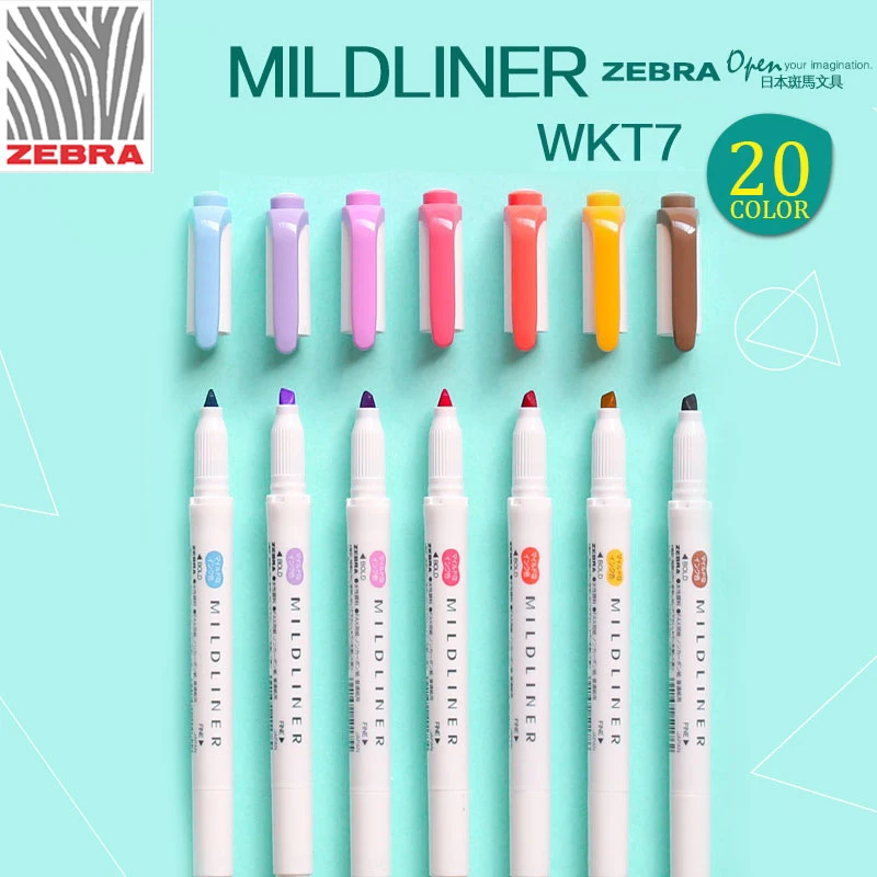 Zebra Mildliner двухсторонний хайлайтер-тонкий/Bold WKT7 школьные офисные поставки граффити хайлайтер 1 шт