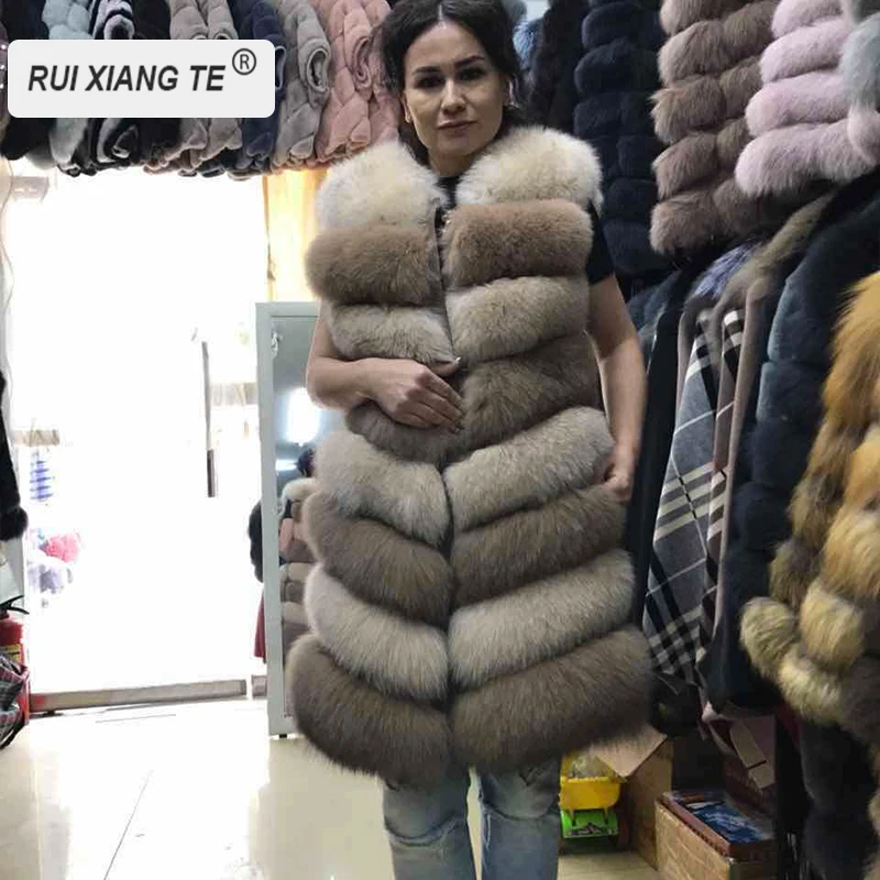 Женский жилет из натурального меха высокого качества пальто песца длинный косой