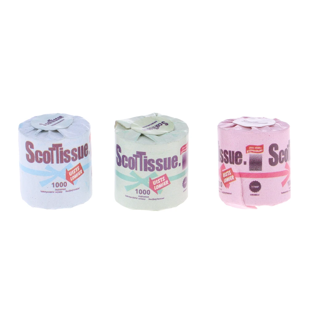 3Pcs 1/12th Doll House Miniature Decor Mini Toilet Paper Tissue for 1/12 15 cm DollHouse Bathroom Kitchen Living Room Decoration