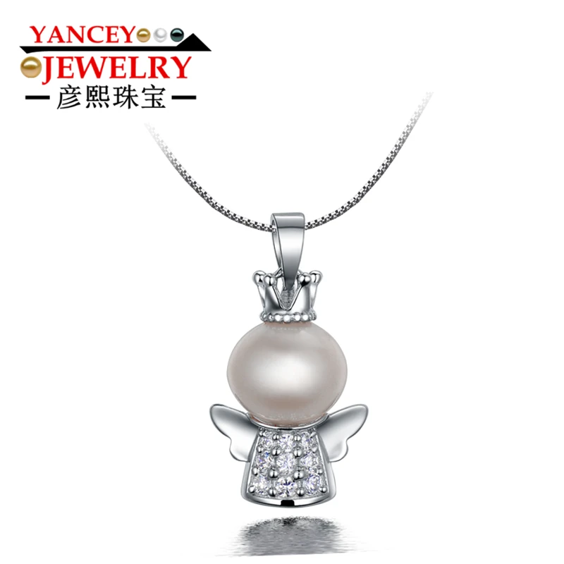 

YANCEY Perfect Rounded full, shiny luster, The AA level best quality whit S925 silver Angel Style freshwater pearl pendants
