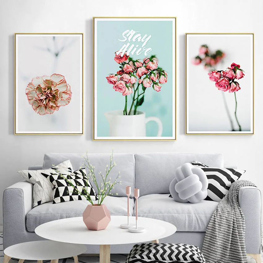 

Pink Plant Flower Europe Modern Canvas Painting Posters Prints Home Study Decorative Painting Wall Hanging Pictures Art Unframed