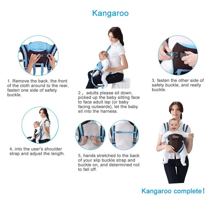 Промо-акция! Детская переноска младенческой Удобный слинг рюкзак мешок обернуть ребенка хипсет-кенгуру переноски