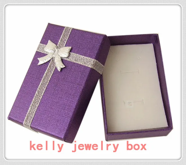 Wholesale 48pcs/lot Purple Jewelry Gift Boxes Paper Colorful Bow