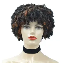 Afro Short Kinky вьющиеся парики для чернокожих женщин Ombre синтетический парик парик без фронта