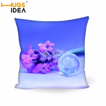 

HUGSIDEA Home Decor Cushion Cover Lavender Throw Pillow Case Sofa Seat Painting Flowers Cushion Cover Decorative Pillow Cover